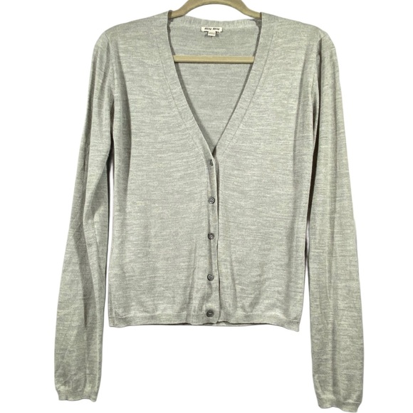 MIU MIU Cardigan Cashmere/Silk Blend V-Neck Long Sleeve Sweater Sz 42